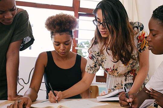 Woman leading a business meeting